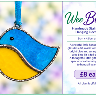 Wee Blue Tit  - Handmade Stained Glass Hanging Decoration