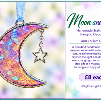 Moon and Star - Handmade Stained Glass Hanging Decoration