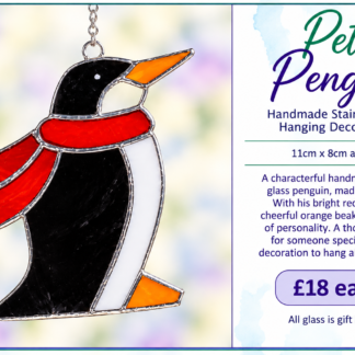 Peter Penguin -  Handmade Stained Glass Hanging Decoration
