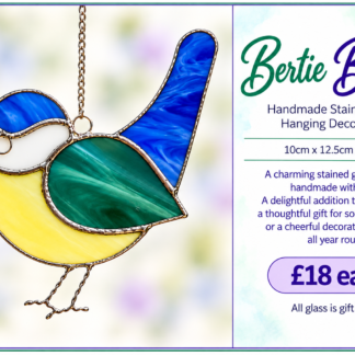 Bertie Bluetit -  Handmade Stained Glass Hanging Decoration