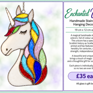 Enchanted Unicorn -  Handmade Stained Glass Hanging Decoration