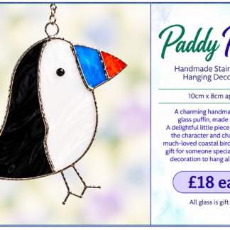Paddy Puffin  - Handmade Stained Glass Hanging Decoration