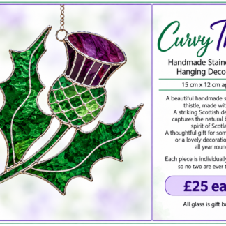Curvy Thistle  - Handmade Stained Glass Hanging Decoration