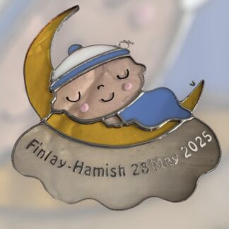 New baby boy stained glass.