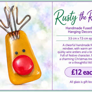 Rusty the Reindeer - Handmade Fused Glass Hanging Decoration