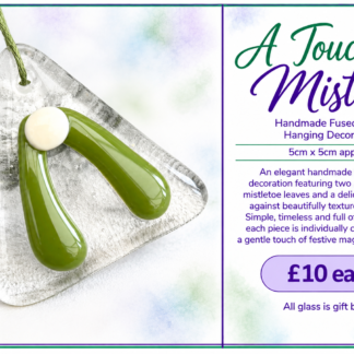 A Touch of Mistletoe - Handmade Fused Glass Hanging Decoration
