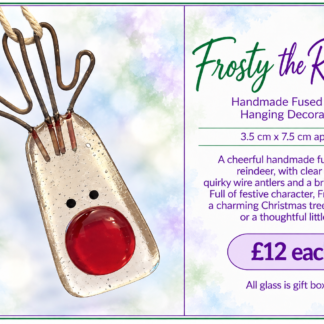Frosty the Reindeer - Handmade Fused Glass Hanging Decoration