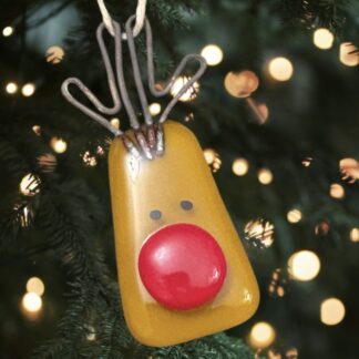 Fused Glass Brown Reindeer