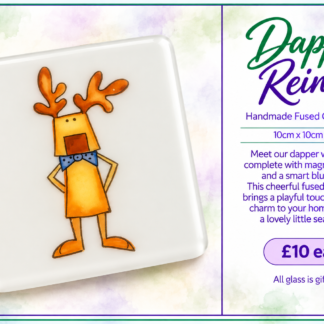 Dapper Reindeer - Handmade Fused Glass Coaster