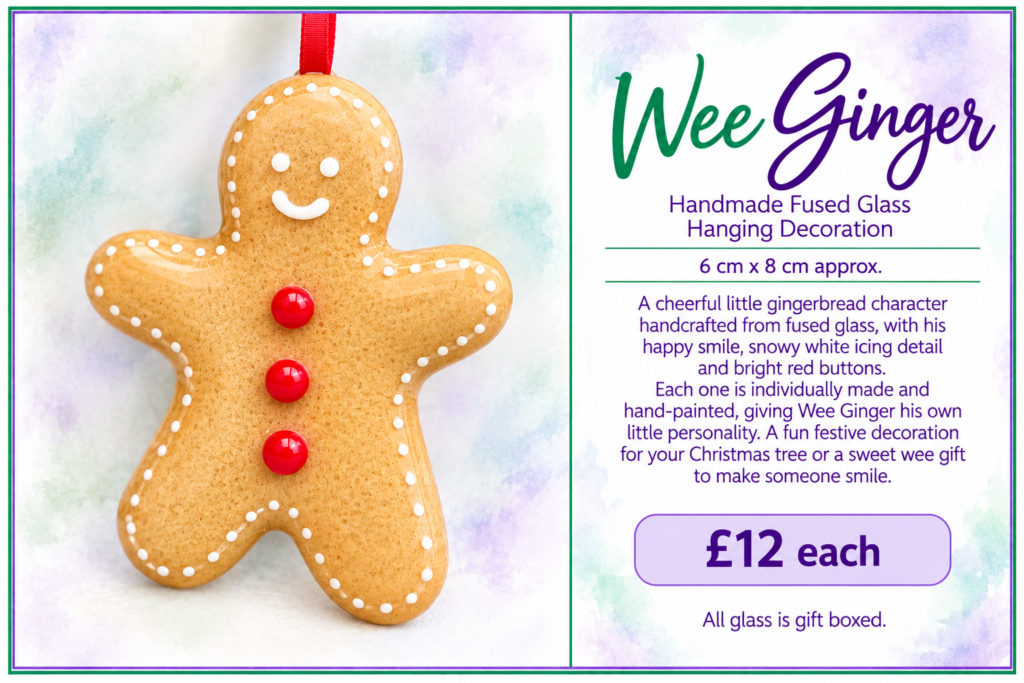 Wee Ginger  - Handmade Fused Glass Hanging Decoration