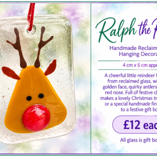 Ralph the Reindeer - Handmade Reclaimed Glass Hanging Decoration