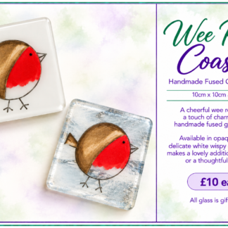 Wee Robin  - Coasters Handmade Fused Glass Coasters