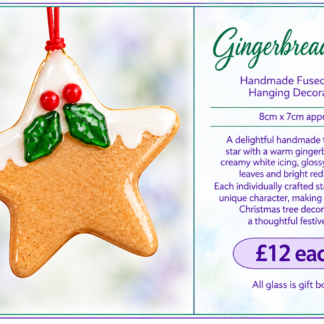 Gingerbread Star -  Handmade Fused Glass Hanging Decoration