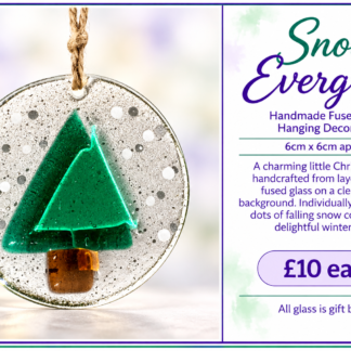 Snowy Evergreen - Handmade Fused Glass Hanging Decoration
