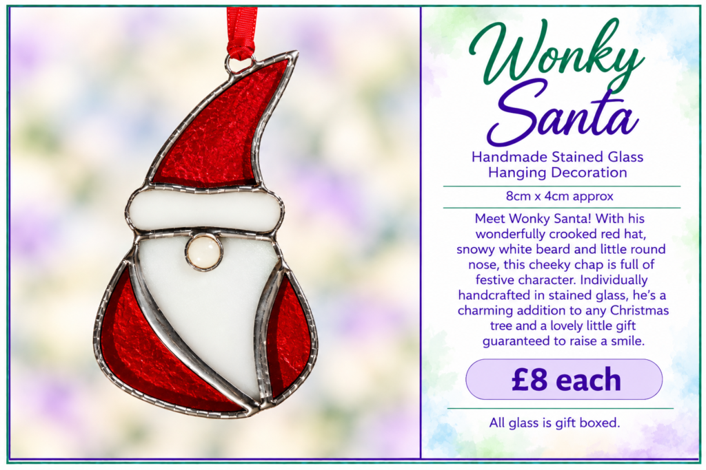Wonky Santa - Handmade Stained Glass Hanging Decoration