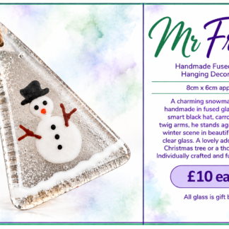 Mr Frosty - Handmade Fused Glass Hanging Decoration