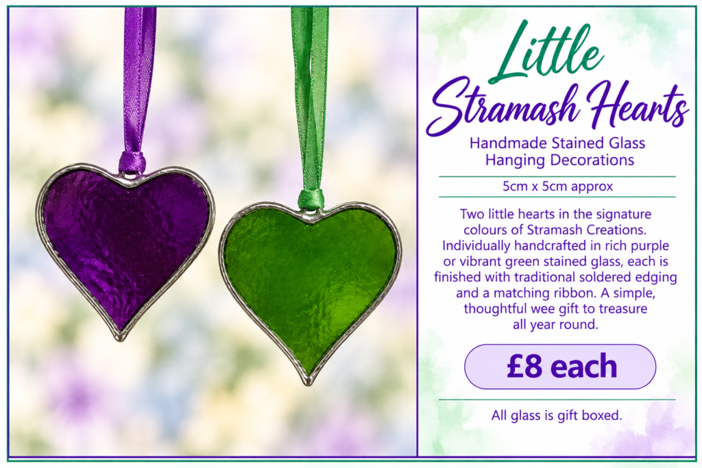 Little Stramash Hearts -  Handmade Stained Glass Hanging Decorations