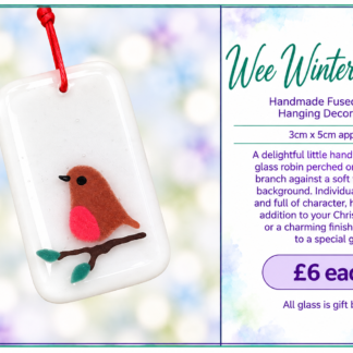 Wee Winter Robin - Handmade Fused Glass Hanging Decoration