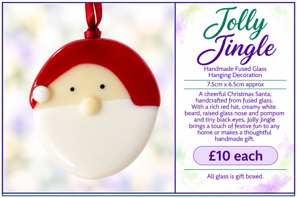 Jolly Jingle -  Handmade Fused Glass Hanging Decoration
