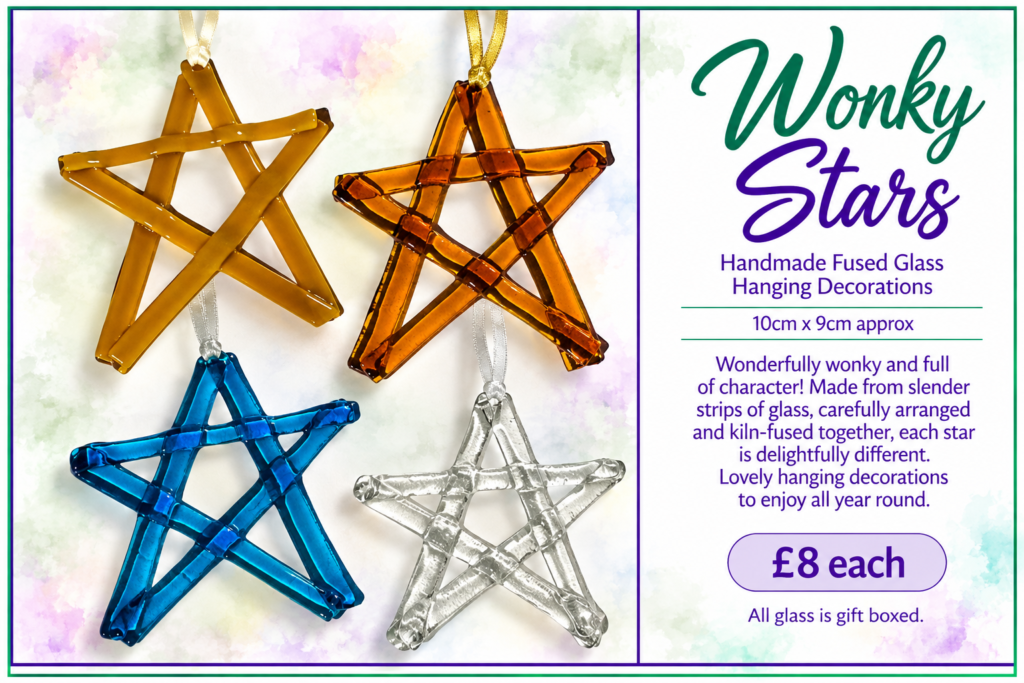 Wonky Stars  - Handmade Fused Glass Hanging Decorations