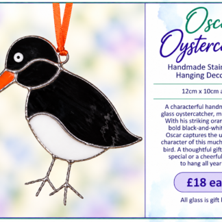 Oscar Oystercatcher  - Handmade Stained Glass Hanging Decoration