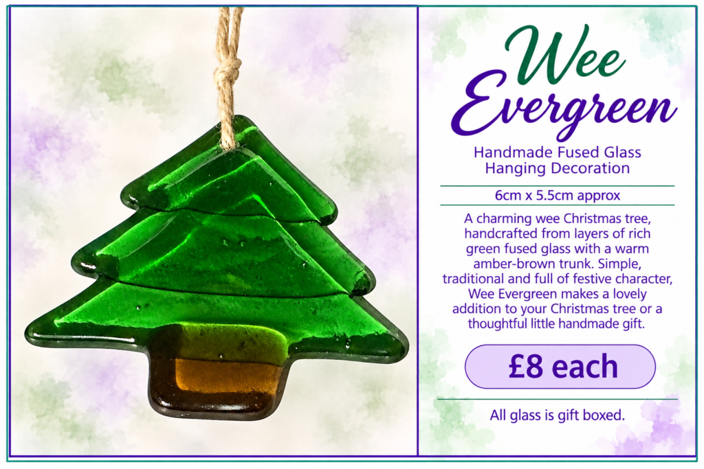 Wee Evergreen - Handmade Fused Glass Hanging Decoration