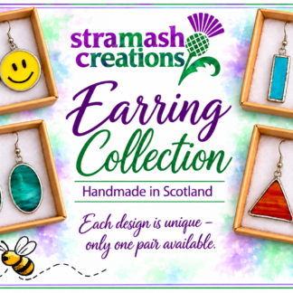 Scottish Handmade Earring made with stained glass from Stramash Creations.